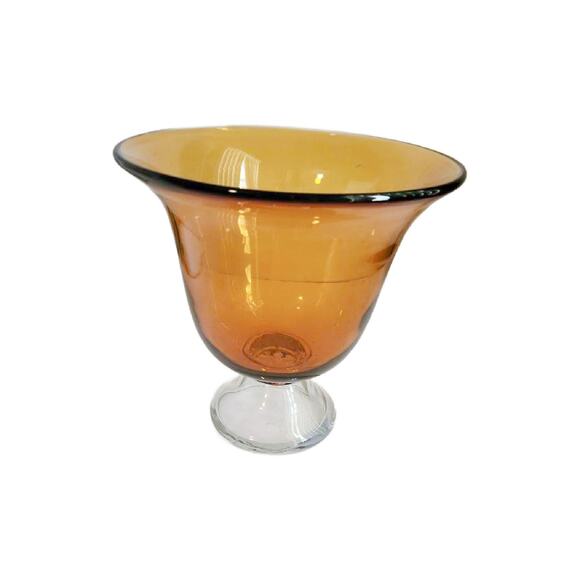 Vintage Amber Glass Compote - Picture 3 of 10